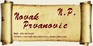 Novak Prvanović vizit kartica